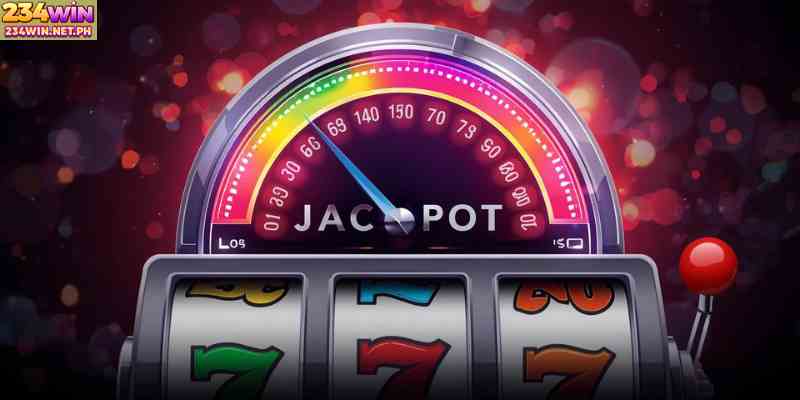 A progressive jackpot meter increasing in real time above slot reels