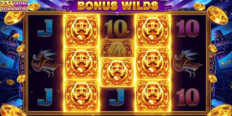 A slot reel showing expanding wild symbols covering an entire reel during a bonus round